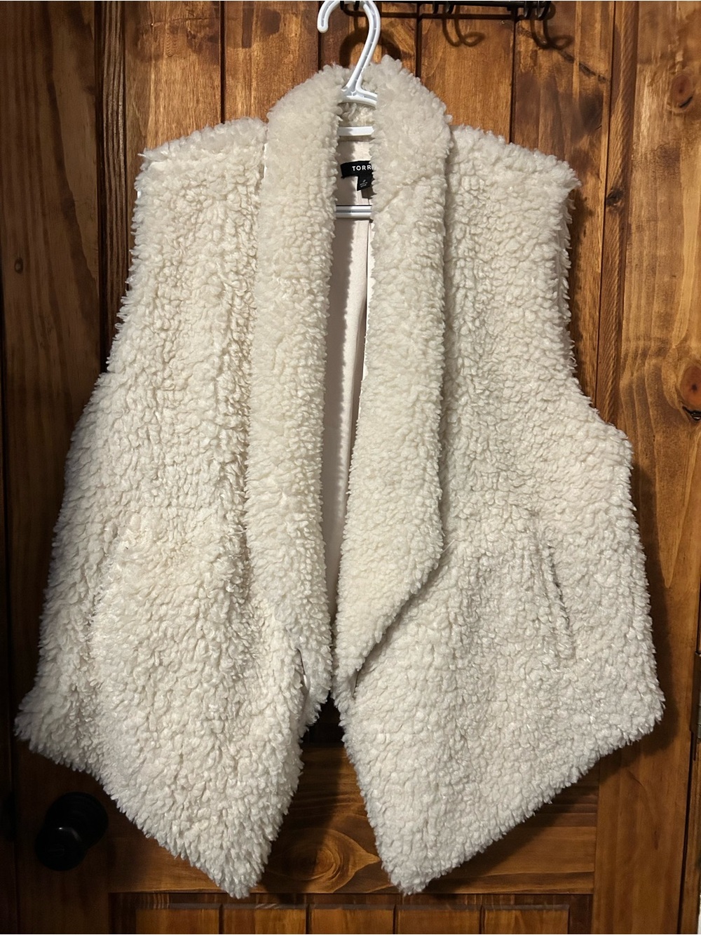 torrid Cream Sherpa Open-Front Vest with Pockets